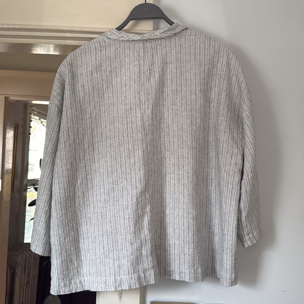 Eileen Fisher striped organic cotton/linen jacket - Picture 6 of 7